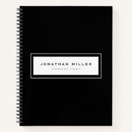Professionele zwarte & witte omhulde naam & titel notitieboek