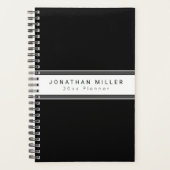Professionele zwarte & witte streep | Naam en jaar Planner (Voorkant)