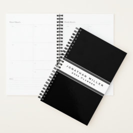 Professionele zwarte & witte streep | Naam en jaar Planner