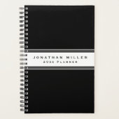 Professionele zwarte & witte streep | Naam en jaar Planner (Voorkant)