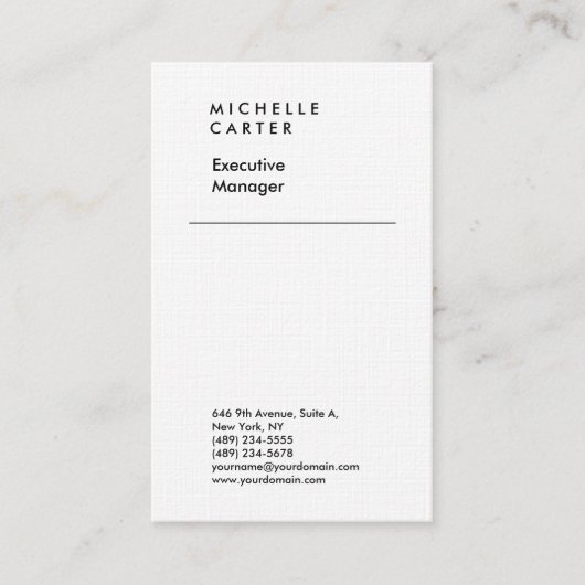 Professionele zwarte & witte vlakke, minimalistisc visitekaartje (Voorkant)