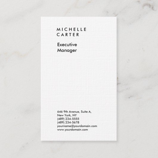 Professionele zwarte & witte vlakke, minimalistisc visitekaartje (Voorkant)