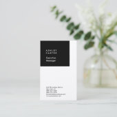 Professionele zwarte witte vlakke minimalistische  visitekaartje (Staand voorkant)
