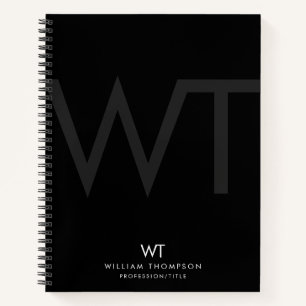 Professionele Zwarte Zakelijke Monogram Beginlette Notitieboek