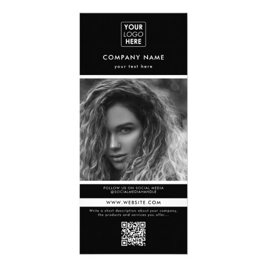 Professionele, zwarte zakelijke promotiefoto reclamekaart (Voorkant)