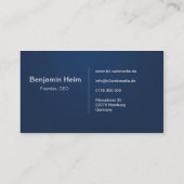 Professionelle Business Visitenkarten Navy Blue Visitekaartje (Achterkant)