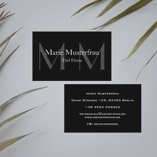 Professionelle Moderne Monogramm Visitenkarte Visitekaartje