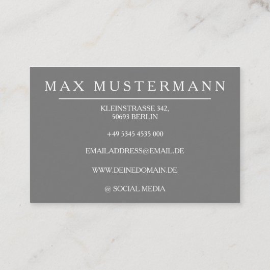 Professionelle Monogram Modern | Grau Visitekaartje (Achterkant)