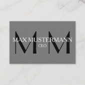 Professionelle Monogram Modern | Grau Visitekaartje (Voorkant)