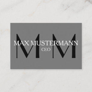 Professionelle Monogram Modern Grau Visitekaartje