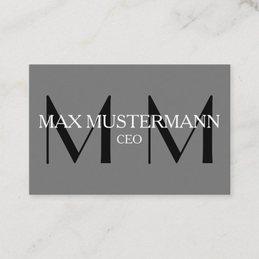 Professionelle Monogram Modern | Grau Visitekaartje (Voorkant)