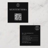 Professionelle Schwarz Weiße QR Code Visitenkarte Vierkante Visitekaartje (Voorkant / Achterkant)