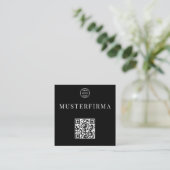 Professionelle Schwarz Weiße QR Code Visitenkarte Vierkante Visitekaartje (Staand voorkant)