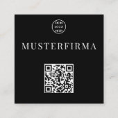 Professionelle Schwarz Weiße QR Code Visitenkarte Vierkante Visitekaartje (Voorkant)