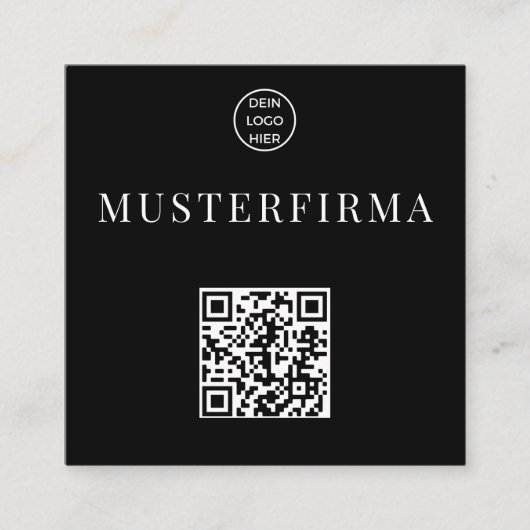 Professionelle Schwarz Weiße QR Code Visitenkarte Vierkante Visitekaartje (Voorkant)