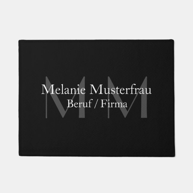 Professionelle schwarze Monogramm Fussmatte Deurmat (Voorkant)