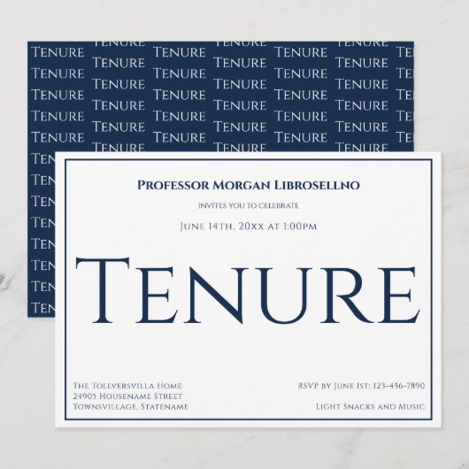 Professor Blue Academic Tenure Party Uitnodiging (Voorkant / Achterkant)
