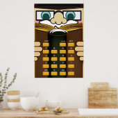 Professor Calculator grappige cartoon Poster (Keuken)
