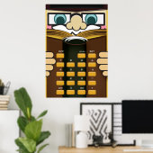 Professor Calculator grappige cartoon Poster (Thuiskantoor)