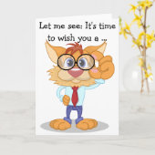 Professor Cat wenst een gelukkige verjaardag Kaart (Gele Bloem)