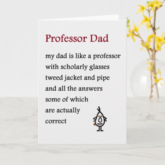 Professor Dad - een grappig Vaderdag gedicht Kaart (Gele Bloem)