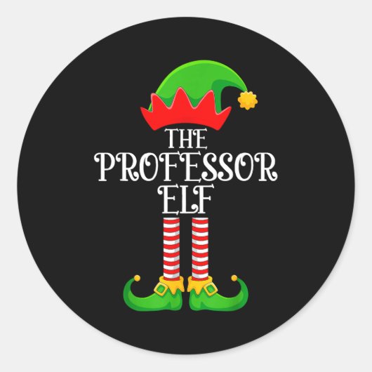 Professor Elf Christmas Family Matching Funny Love Ronde Sticker (Voorkant)