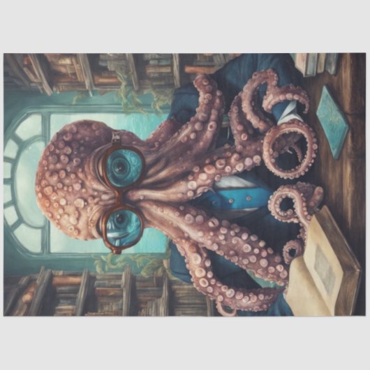 Professor Inkwell de Dapper Octopus Decoupage Tissuepapier (Voorkant)