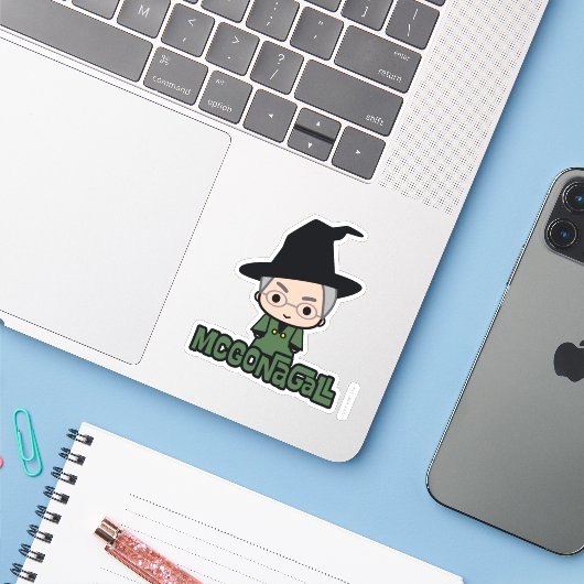 Professor McGonagall Cartoon Character Art Sticker (Laptop met iPhone)