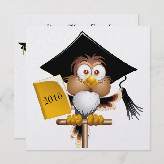 Professor Owl Invitation Kaart (Voorkant / Achterkant)