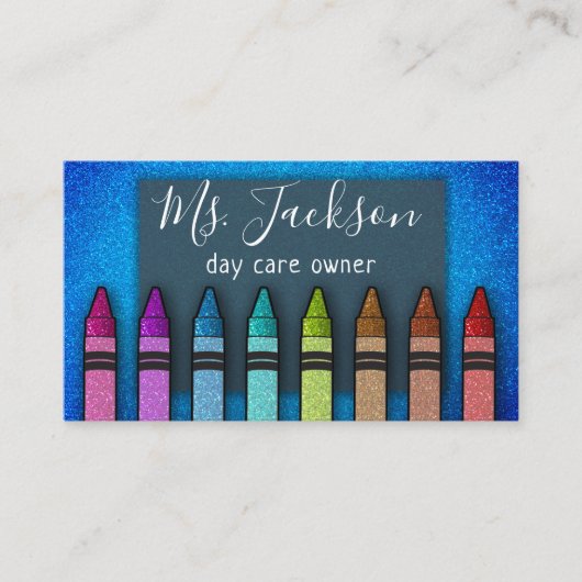 Professor Preschool Leraar Glitter Rainbow Crayon Visitekaartje (Voorkant)