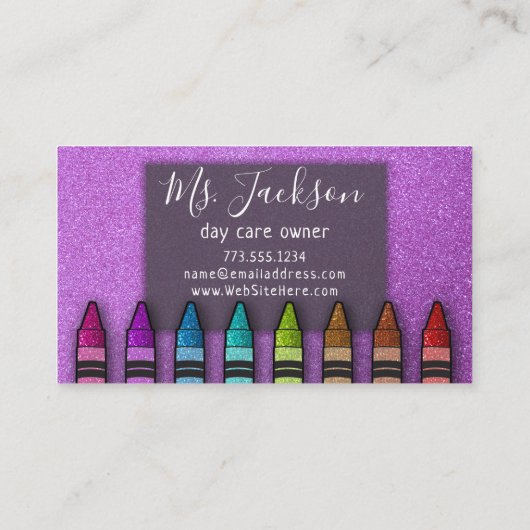 Professor Preschool Leraar Glitter Rainbow Crayon Visitekaartje (Achterkant)
