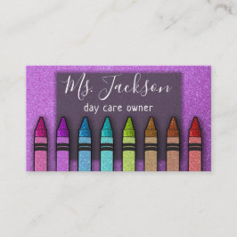 Professor Preschool Leraar Glitter Rainbow Crayon Visitekaartje