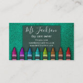 Professor Preschool Leraar Glitter Rainbow Crayon Visitekaartje (Achterkant)