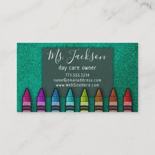Professor Preschool Leraar Glitter Rainbow Crayon Visitekaartje (Achterkant)