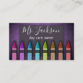 Professor Preschool Leraar Glitter Rainbow Crayon Visitekaartje