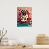 Professor Pug: Pop Art Mode Pet Poster (Keuken)