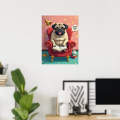 Professor Pug: Pop Art Mode Pet Poster (Thuiskantoor)