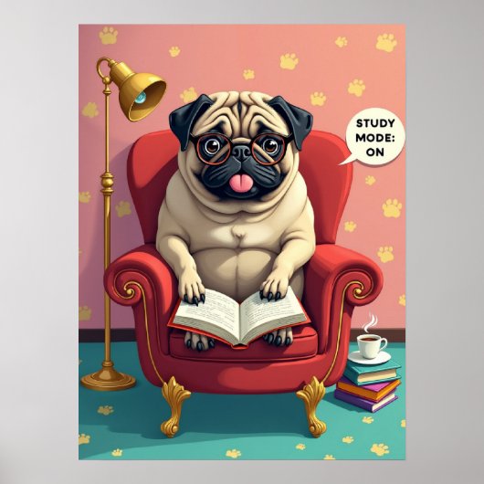 Professor Pug: Pop Art Mode Pet Poster (Voorkant)