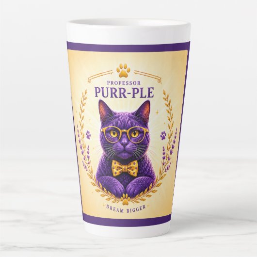 Professor Purr-Ple™ – Droom Groter Latte Mok (Voorkant)