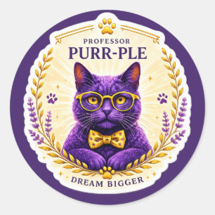Professor Purr-Ple™ – Droom Groter Sticker