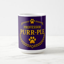 Professor Purr-ple™ Paarse en Gouden Kat Koffiemok