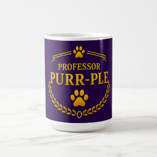 Professor Purr-ple™ Paarse en Gouden Kat Koffiemok