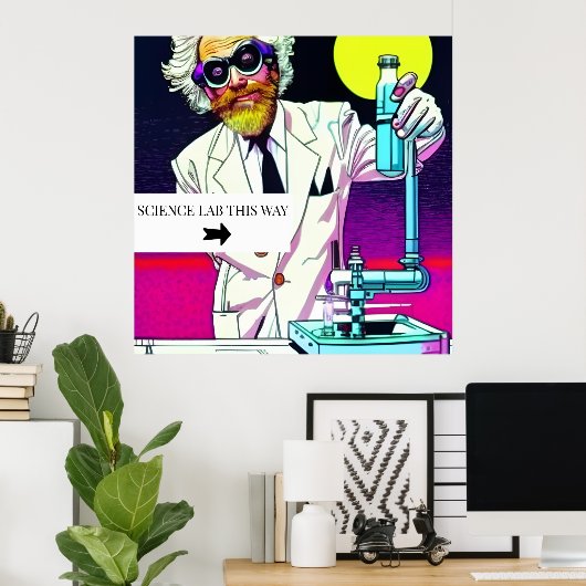 Professor SCIENCE LAB DEZE MANIER. bewerkbare teks Poster (Thuiskantoor)