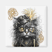 Professor Sprocket-Paws  De Funky Steampunk Kat  Magneet (Voorkant)