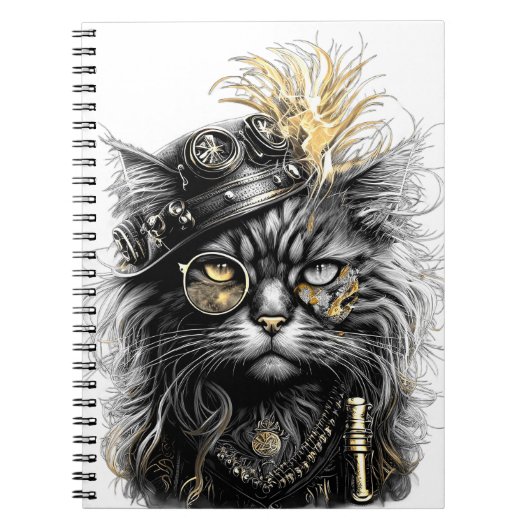 Professor Sprocket-Paws  De Funky Steampunk Kat  Notitieboek (Voorkant)