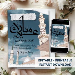 Profetenmoskee Madinah Eid Mubarak Kaart