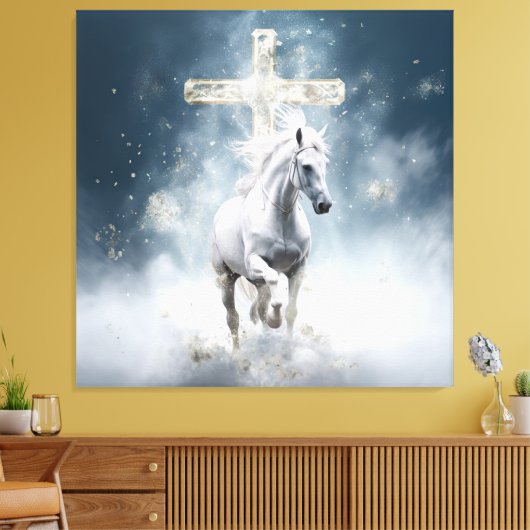 Profetisch wit paard canvas afdruk (Insitu (Woonkamer))