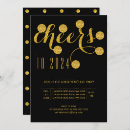 Proficiat aan 2024 gouden Oudejaarsavond feest zwa Kaart