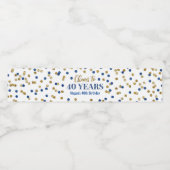 Proficiat aan 40 Jaar Blauw Goud Confetti Verjaard Waterfles Etiket (Enkel label)