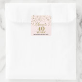Proficiat aan 40 Jaar Verjaardag Blush Gold Confet Vierkante Sticker (Tas)